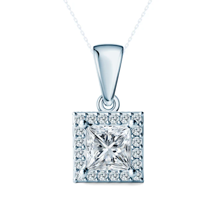 Zawieszka This is Love: białe złoto, diamenty laboratoryjne w szlifie princessa