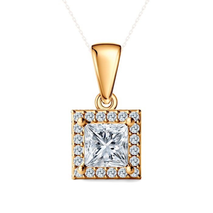 Zawieszka This is Love: złota, diamenty laboratoryjne w szlifie princessa