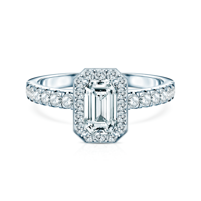 Pierścionek zaręczynowy This is Love: białe złoto, diament laboratoryjny w szlifie szmaragdowym