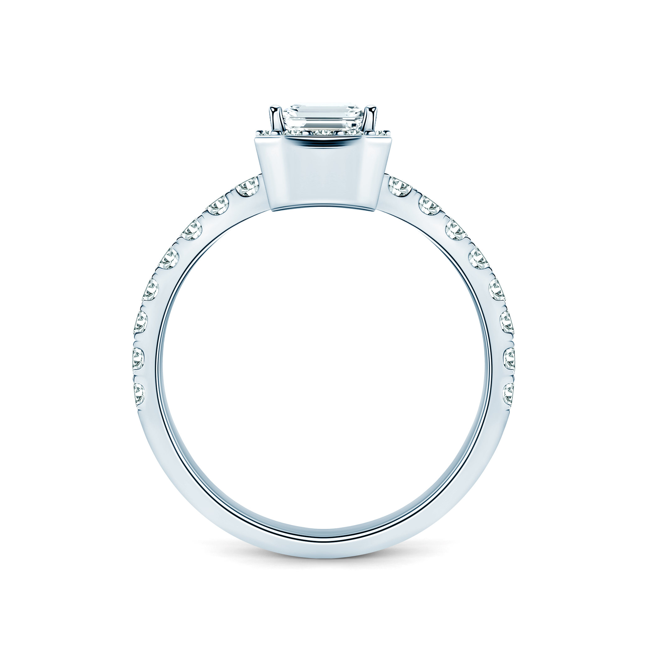 Pierścionek zaręczynowy This is Love: białe złoto, diament laboratoryjny w szlifie szmaragdowym - 3