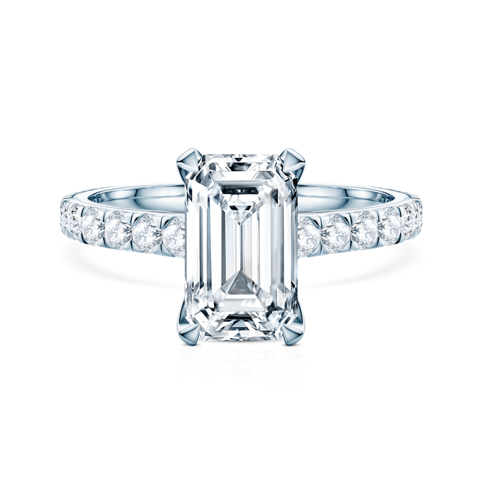 Pierścionek zaręczynowy Share Your Love: białe złoto, diament laboratoryjny w szlifie szmaragdowym