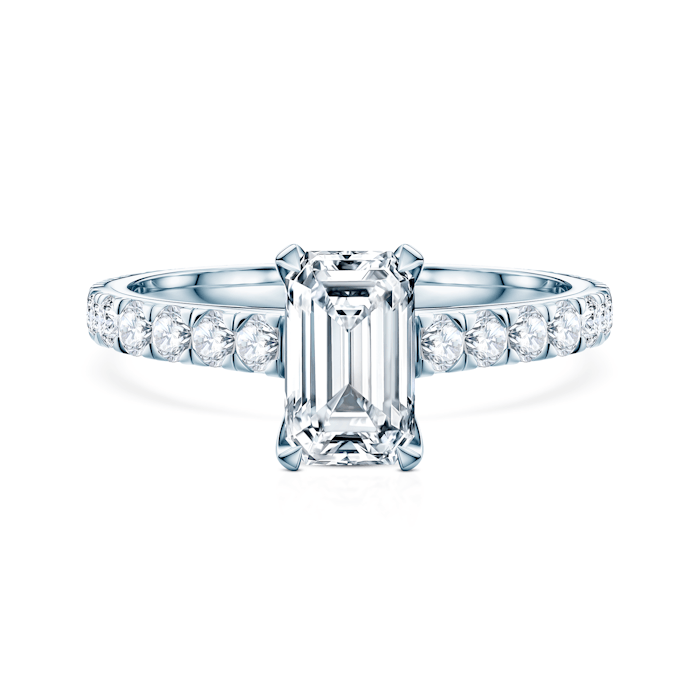 Pierścionek zaręczynowy Share Your Love: białe złoto, diament laboratoryjny w szlifie szmaragdowym