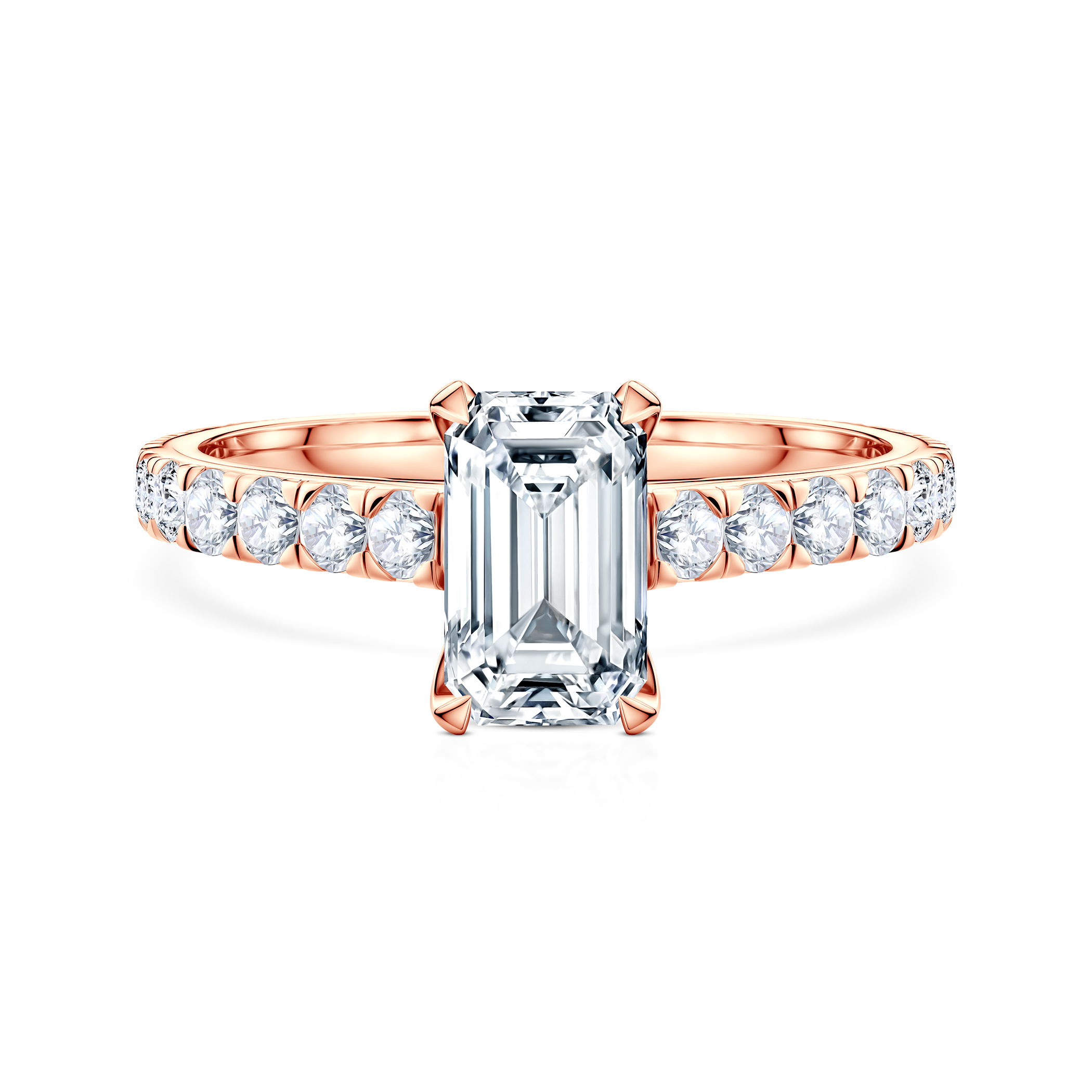 Pierścionek zaręczynowy Share Your Love: różowe złoto, diament laboratoryjny w szlifie szmaragdowym