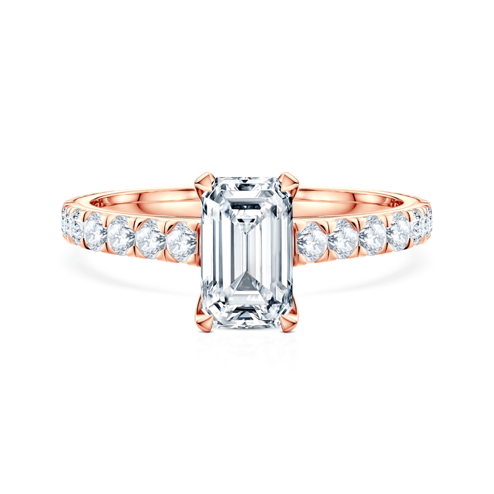 Pierścionek zaręczynowy Share Your Love: różowe złoto, diament laboratoryjny w szlifie szmaragdowym