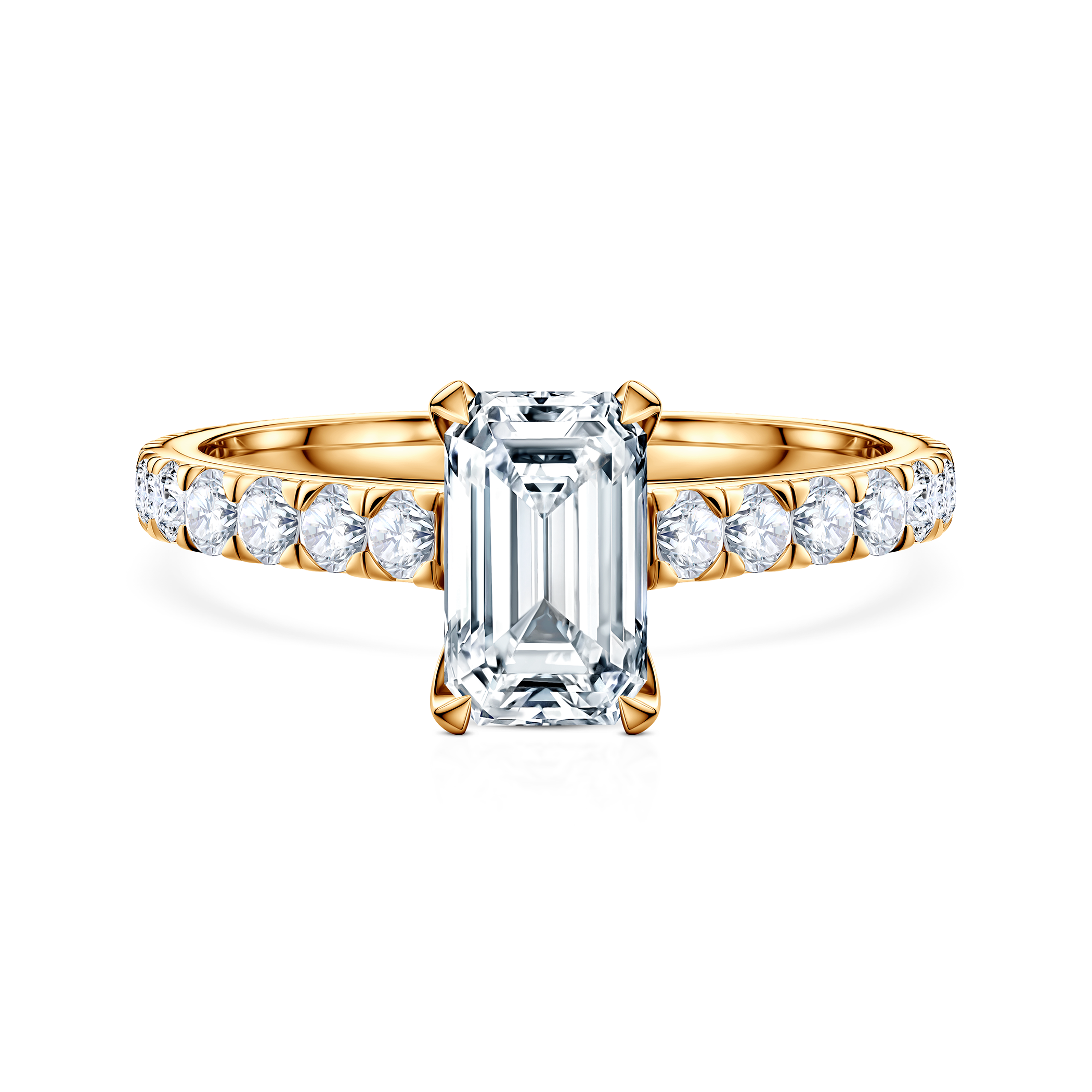 Pierścionek zaręczynowy Share Your Love: złoty, diament laboratoryjny w szlifie szmaragdowym