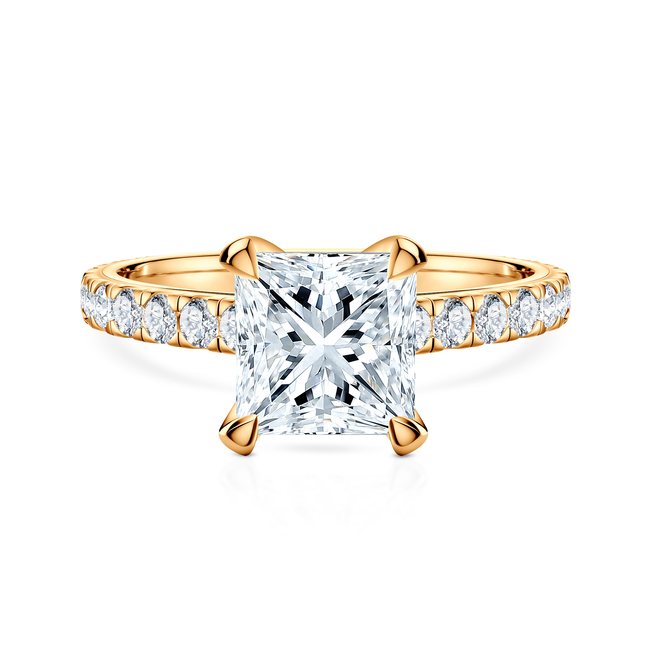 Pierścionek zaręczynowy Share Your Love: złoty, diament laboratoryjny w szlifie princess