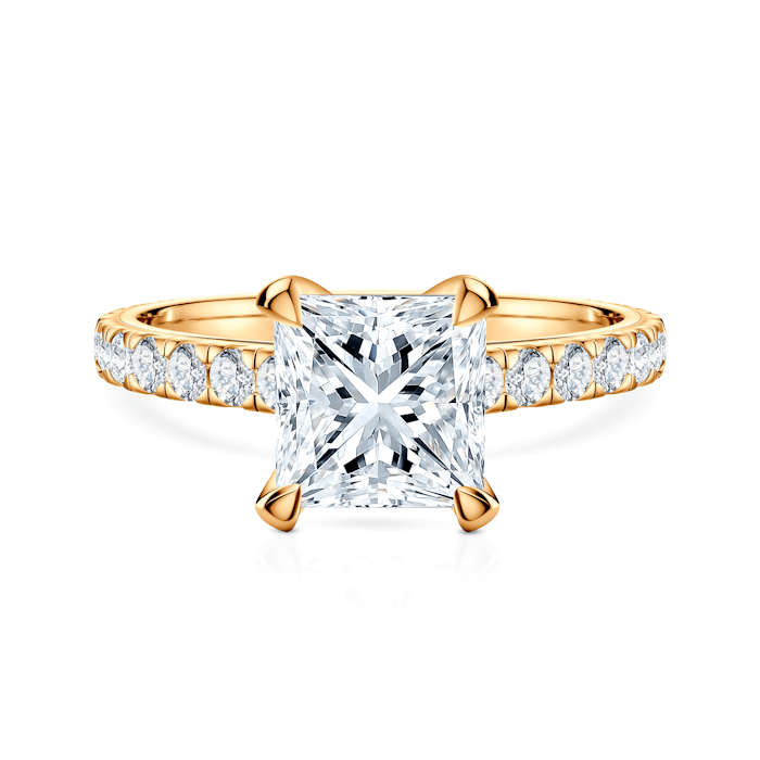 Pierścionek zaręczynowy Share Your Love: złoty, diament laboratoryjny w szlifie princess