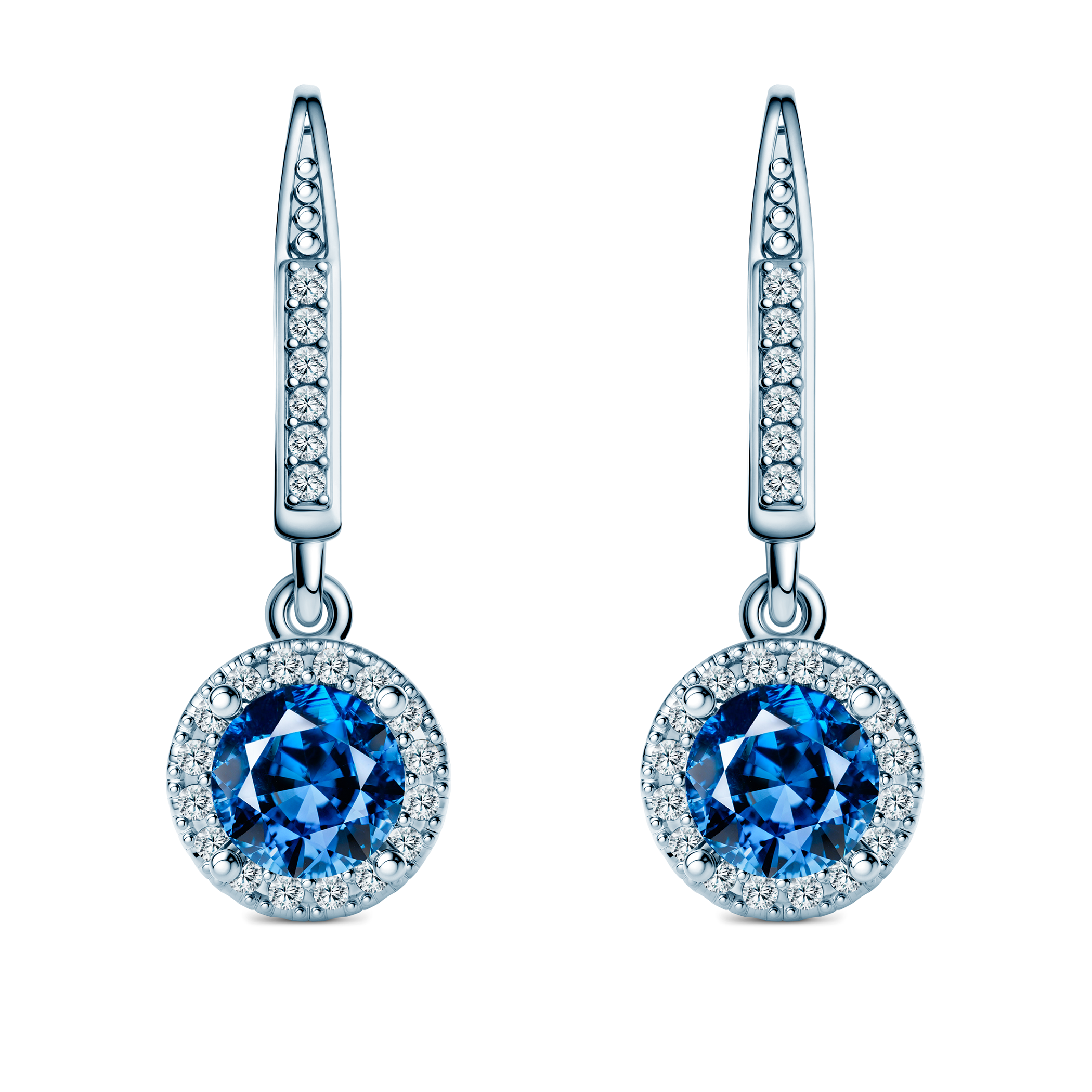 Kolczyki This is Love: białe złoto, niebieskie diamenty laboratoryjne, diamenty laboratoryjne