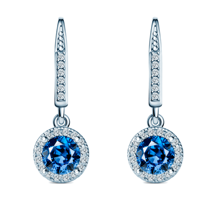 Kolczyki This is Love: białe złoto, niebieskie diamenty laboratoryjne, diamenty laboratoryjne