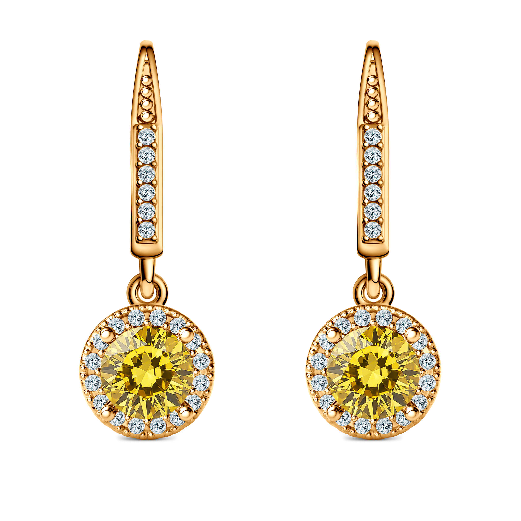 Kolczyki This is Love: złote, żółte diamenty laboratoryjne, diamenty laboratoryjne