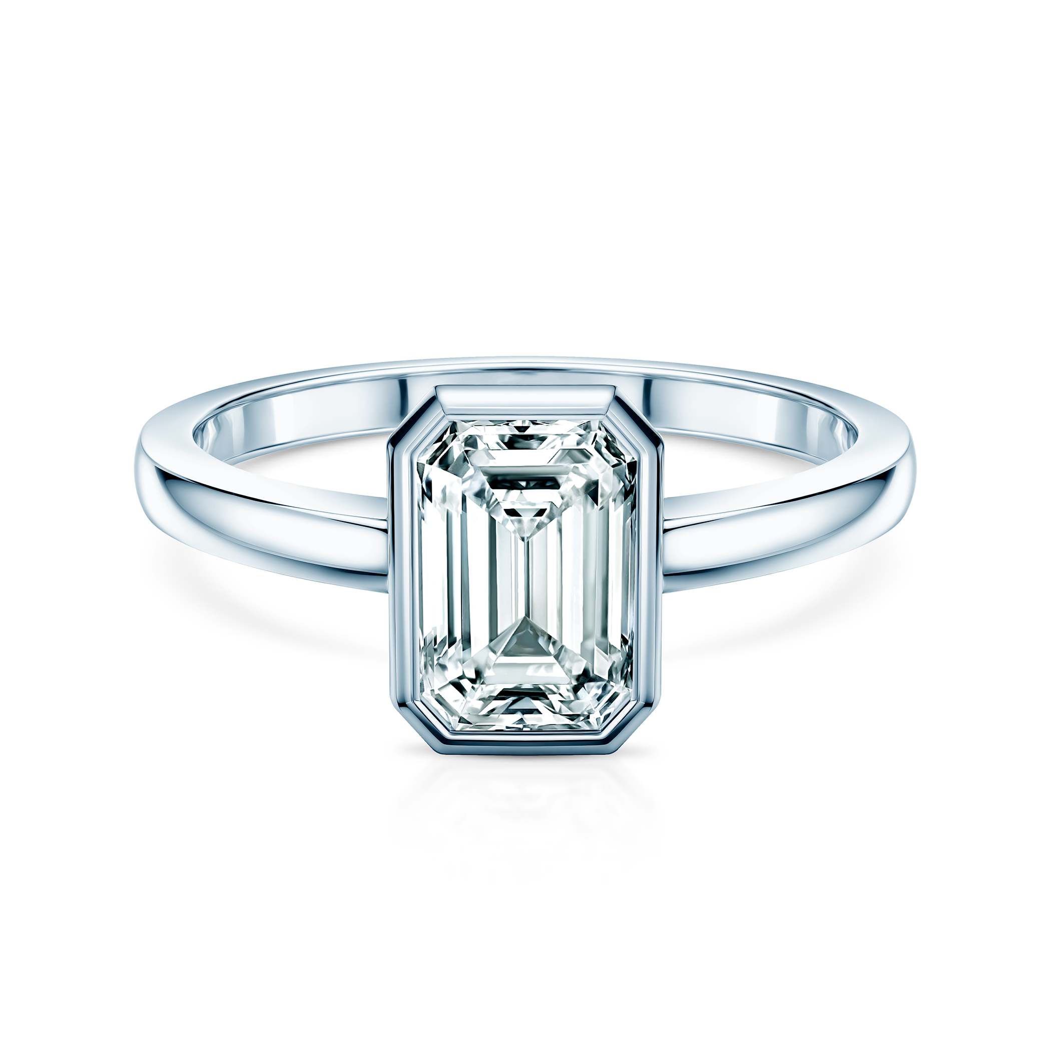 Pierścionek zaręczynowy Pure: białe złoto, diament laboratoryjny w szlifie szmaragdowym
