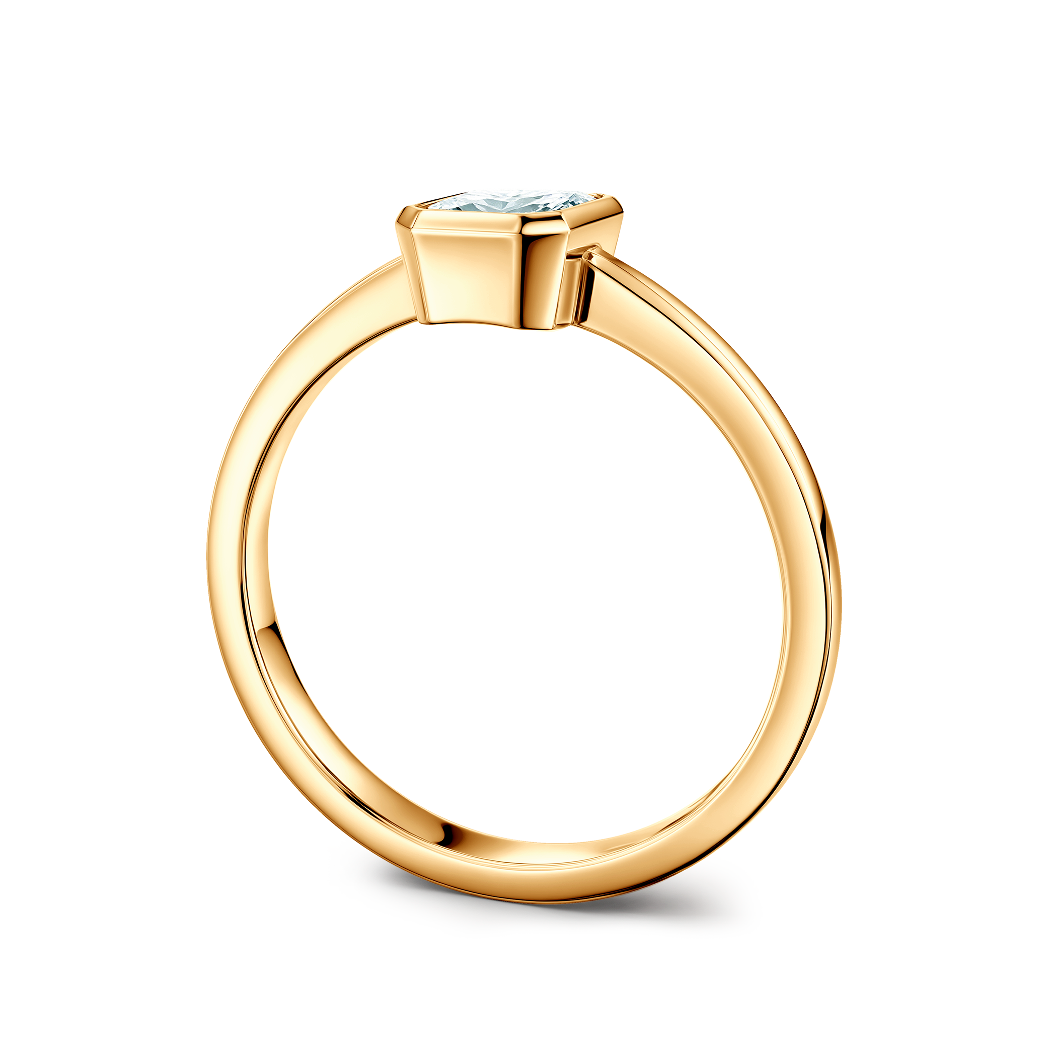 Pierścionek zaręczynowy Pure: złoty, diament laboratoryjny w szlifie szmaragdowym - 3