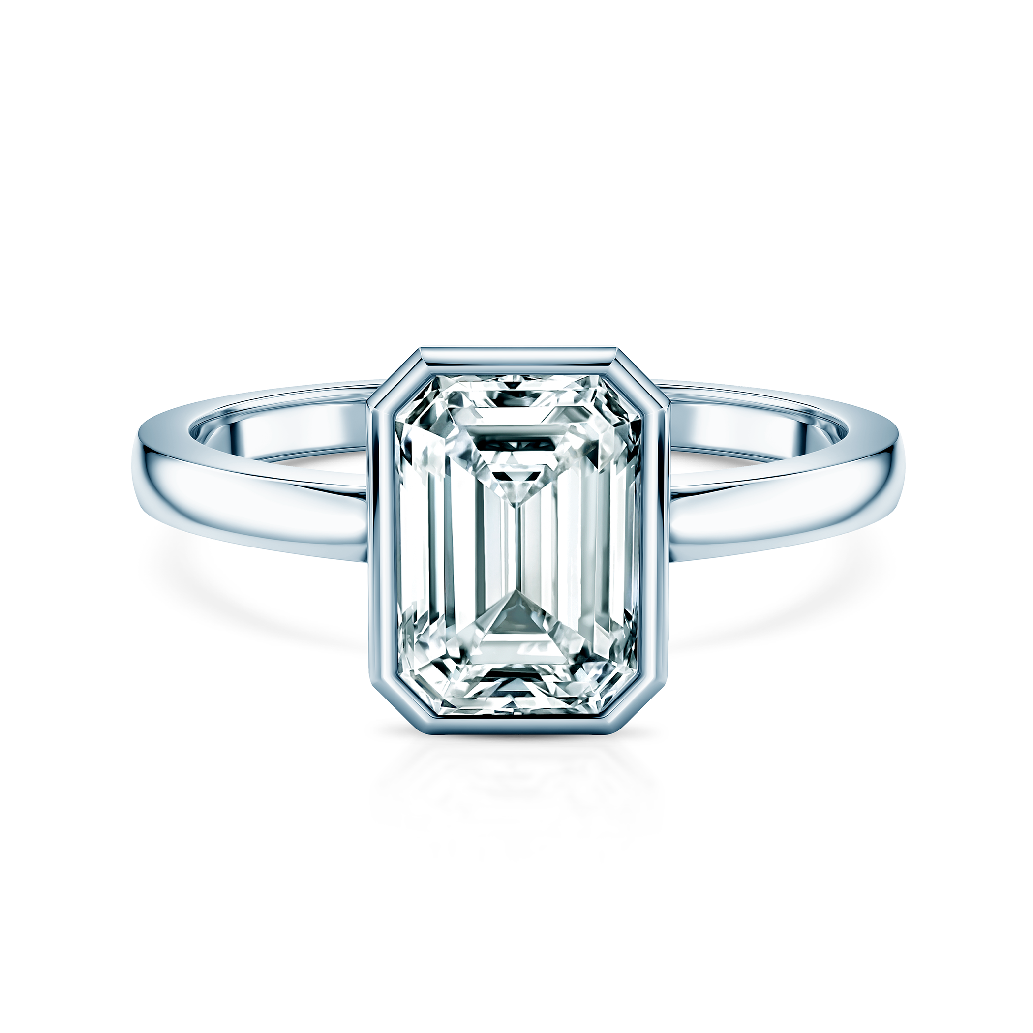 Pierścionek zaręczynowy Pure: białe złoto, diament laboratoryjny w szlifie szmaragdowym