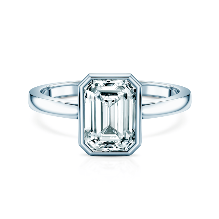 Pierścionek zaręczynowy Pure: białe złoto, diament laboratoryjny w szlifie szmaragdowym