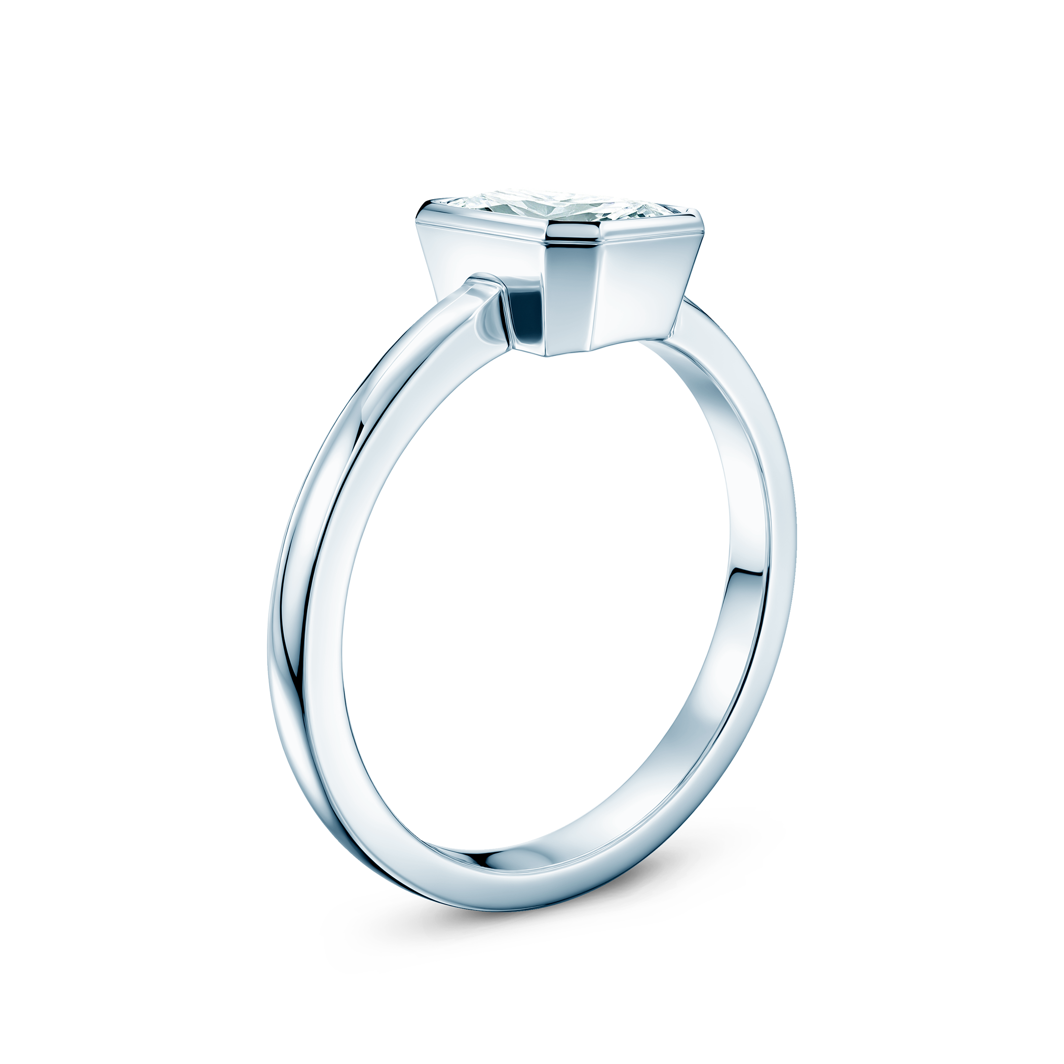 Pierścionek zaręczynowy Pure: białe złoto, diament laboratoryjny w szlifie szmaragdowym - 3