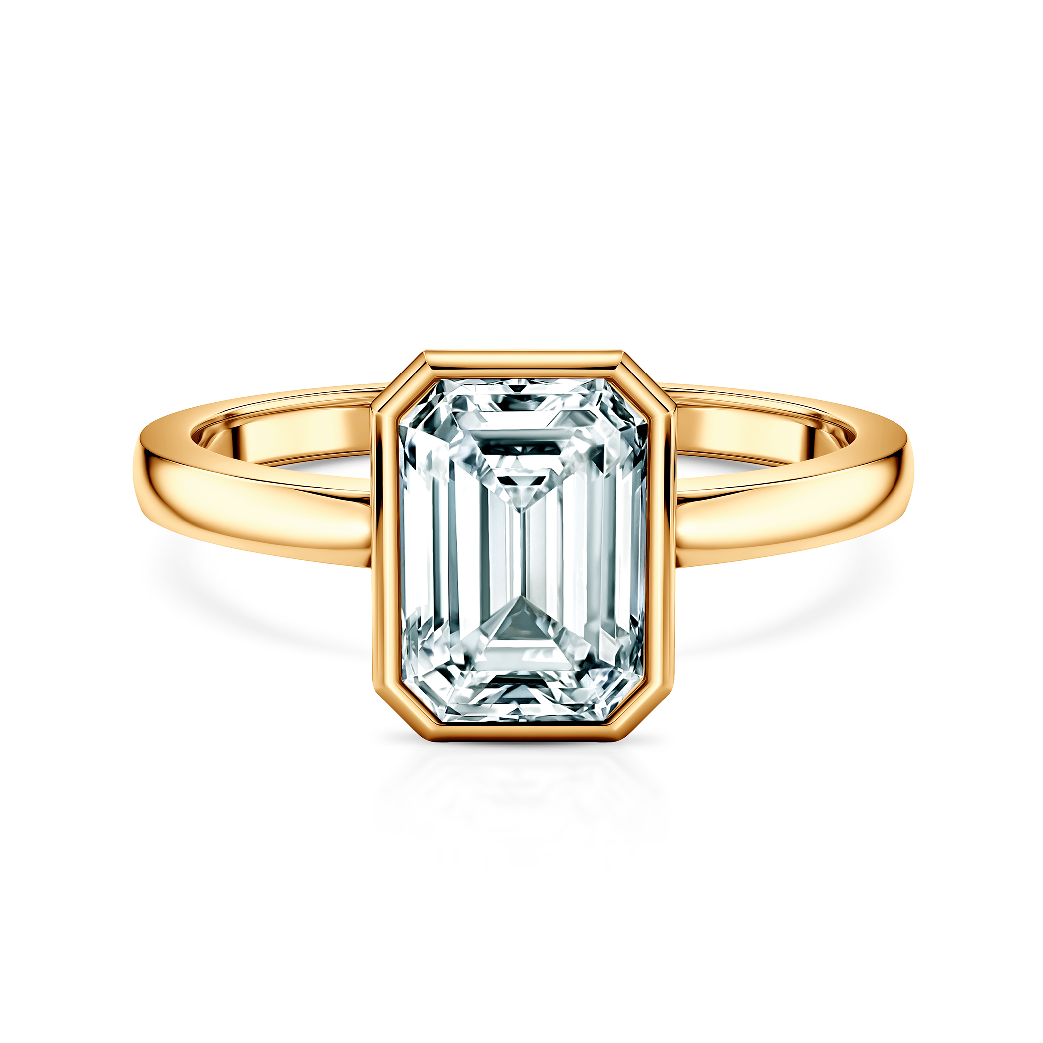 Pierścionek zaręczynowy Pure: złoty, diament laboratoryjny w szlifie szmaragdowym