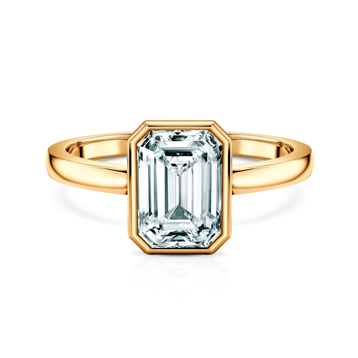 Pierścionek zaręczynowy Pure: złoty, diament laboratoryjny w szlifie szmaragdowym