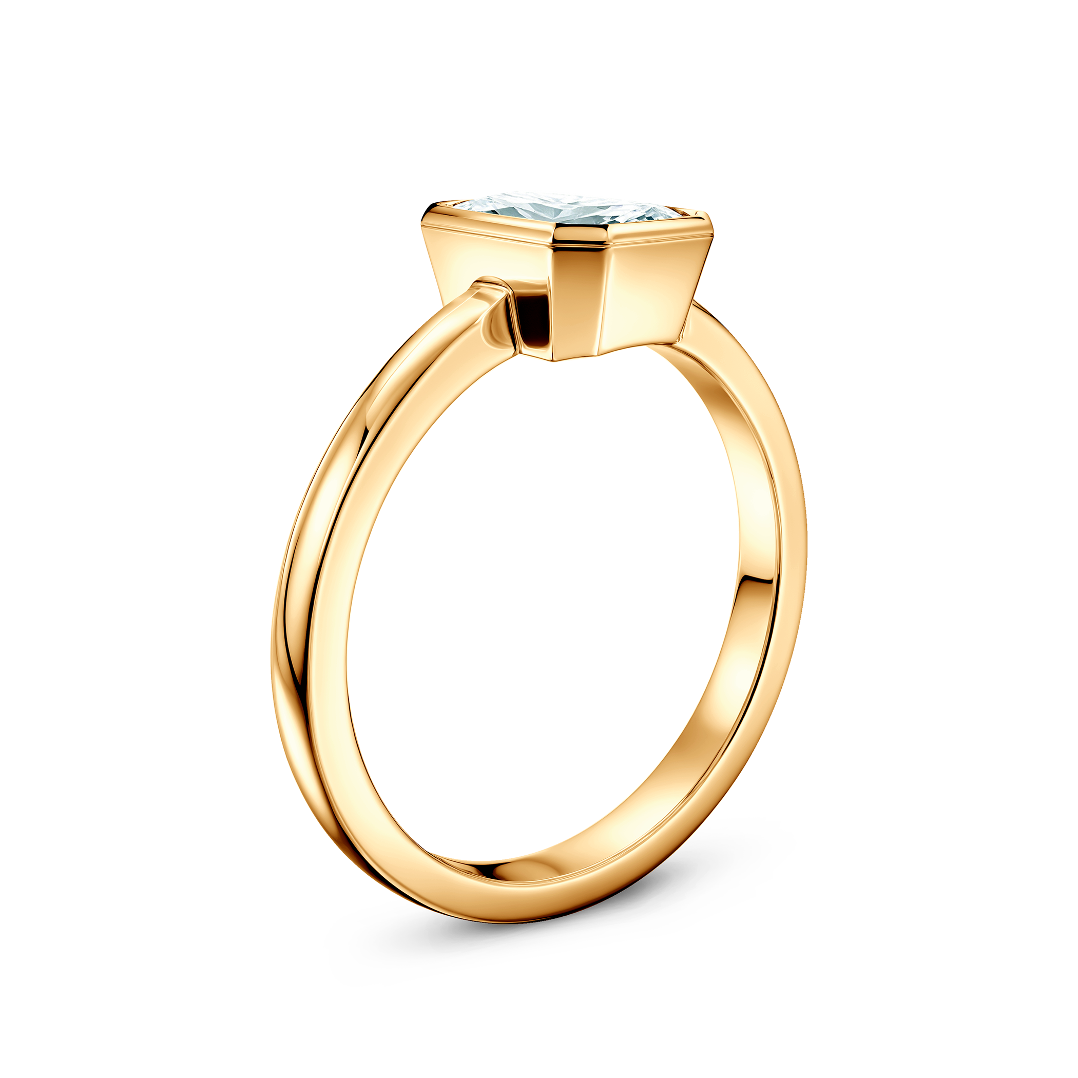 Pierścionek zaręczynowy Pure: złoty, diament laboratoryjny w szlifie szmaragdowym - 3