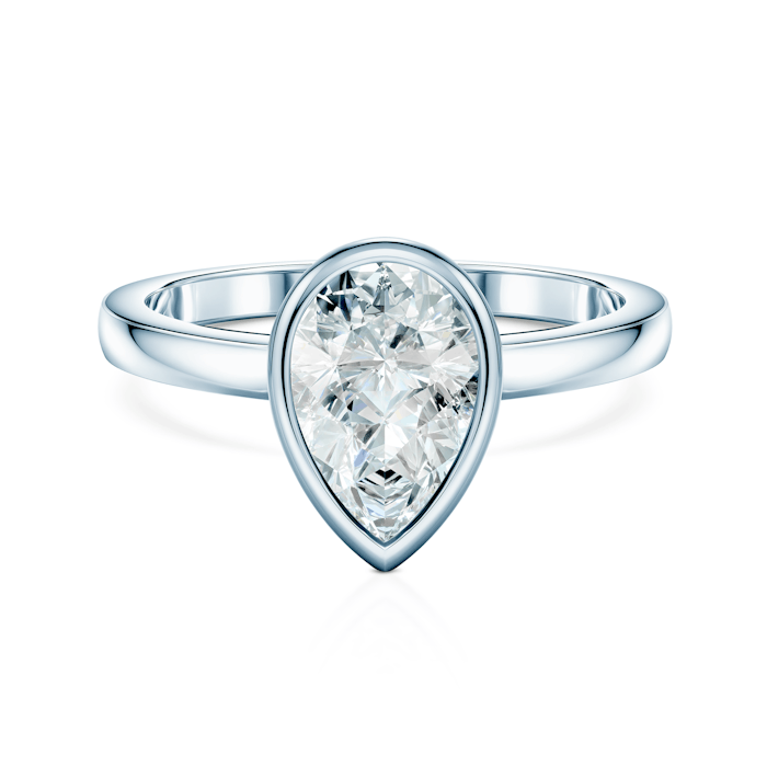 Pierścionek zaręczynowy Pure: białe złoto, diament laboratoryjny w szlifie łezka