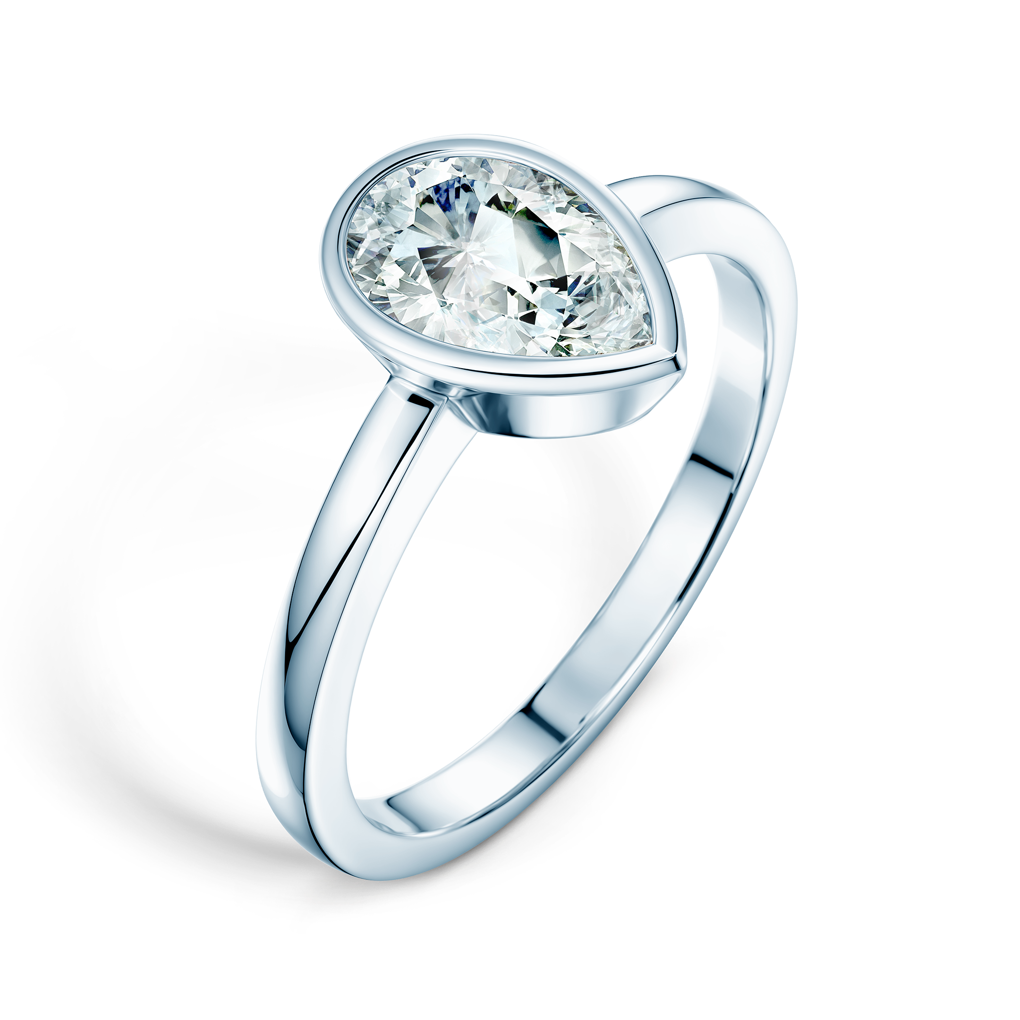 Pierścionek zaręczynowy Pure: białe złoto, diament laboratoryjny w szlifie łezka - 4