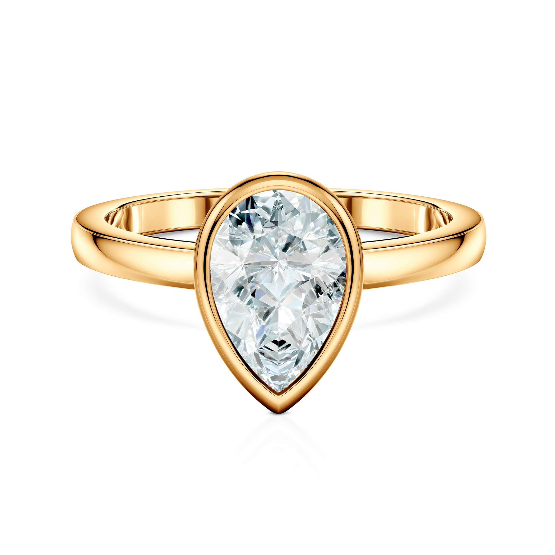 Pierścionek zaręczynowy Pure: złoty, diament laboratoryjny w szlifie łezka