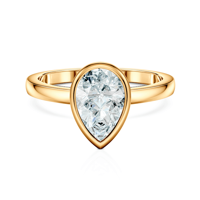 Pierścionek zaręczynowy Pure: złoty, diament laboratoryjny w szlifie łezka