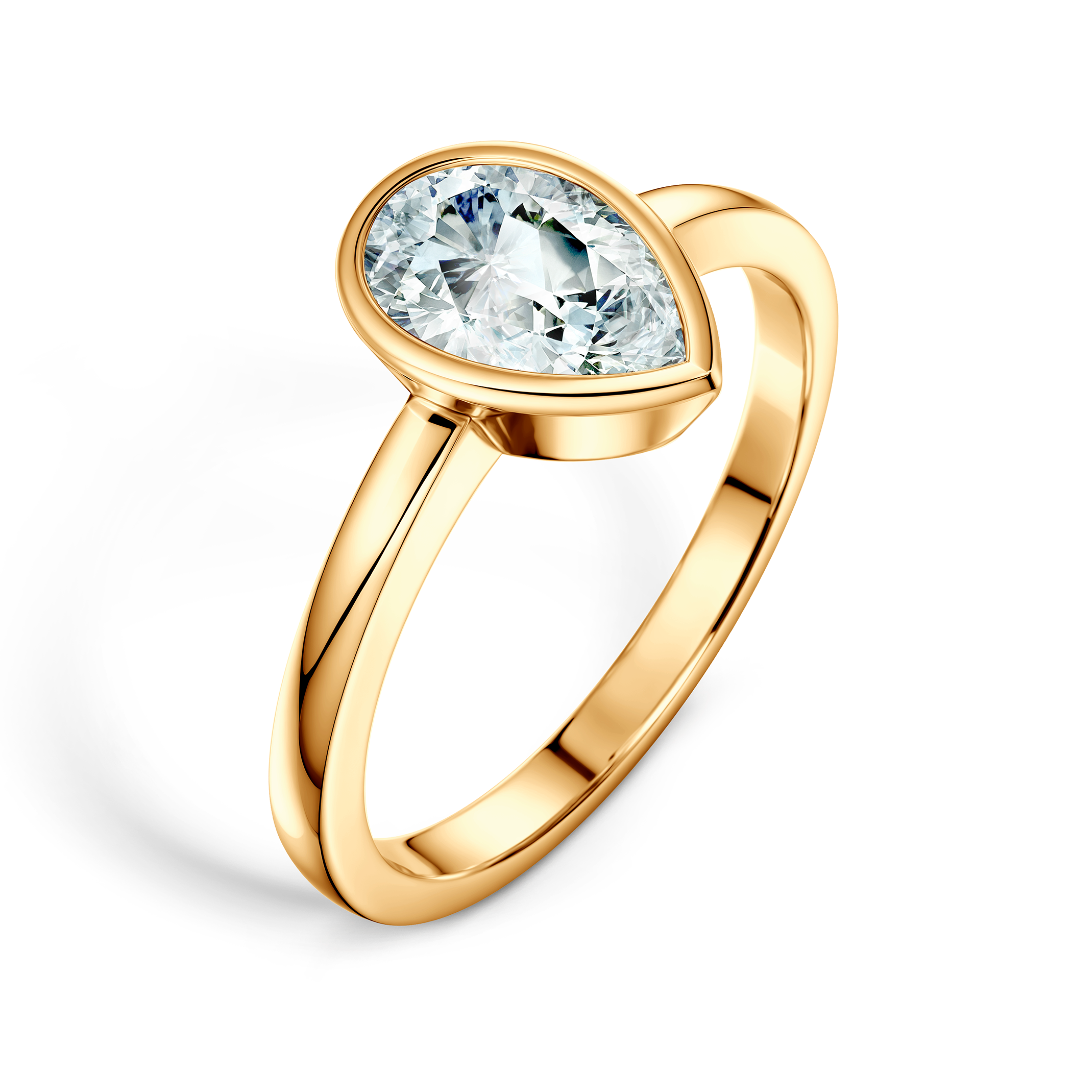 Pierścionek zaręczynowy Pure: złoty, diament laboratoryjny w szlifie łezka - 4