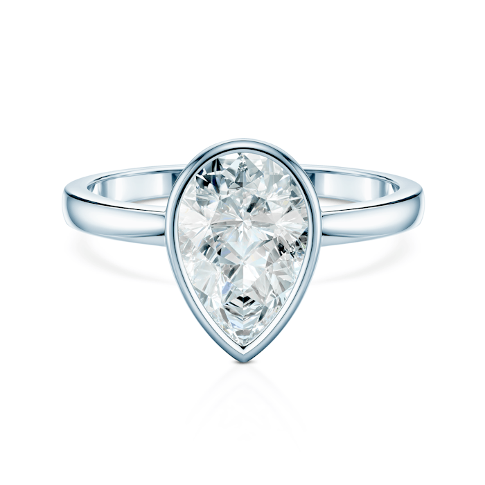 Pierścionek zaręczynowy Pure: białe złoto, diament laboratoryjny w szlifie łezka