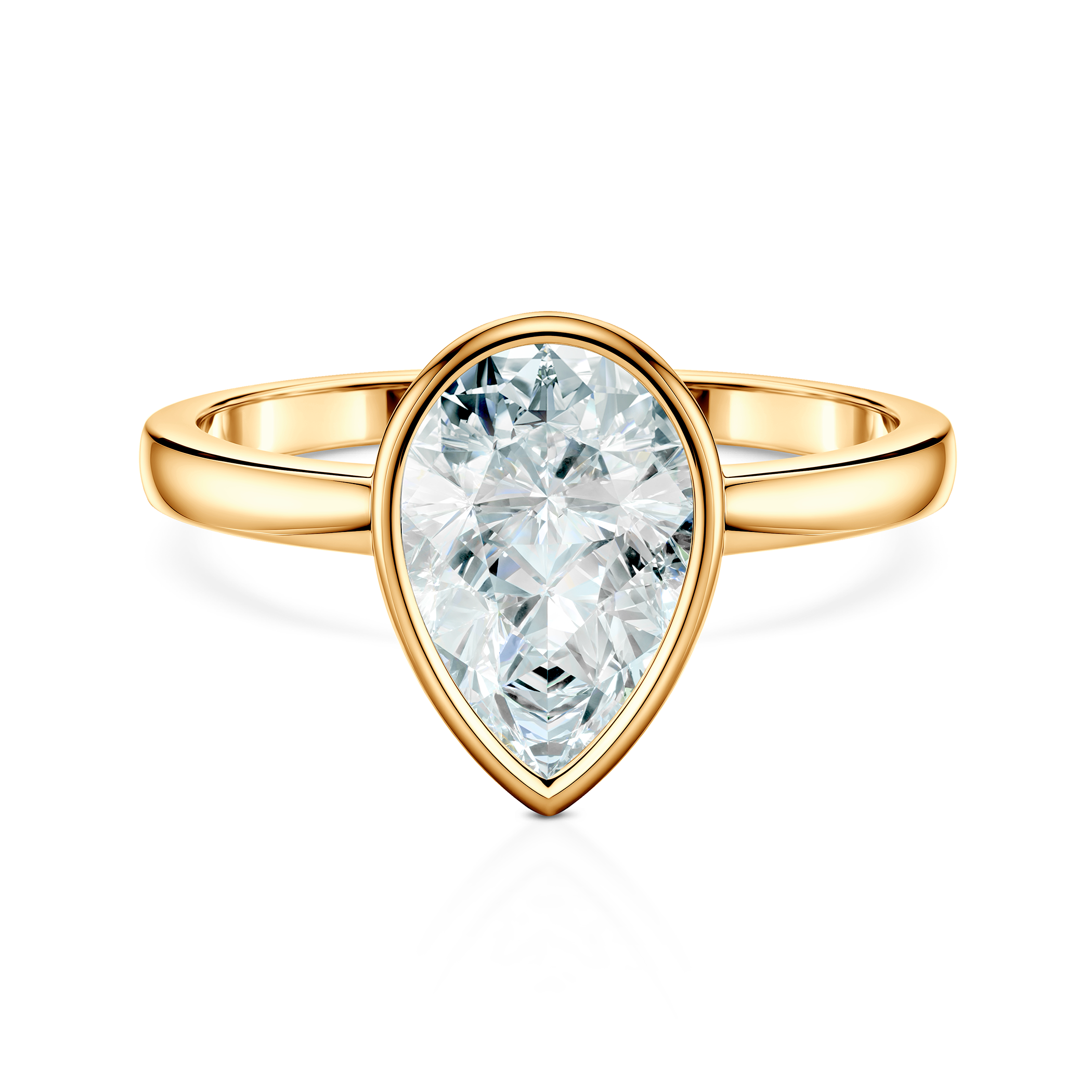 Pierścionek zaręczynowy Pure: złoty, diament laboratoryjny w szlifie łezka
