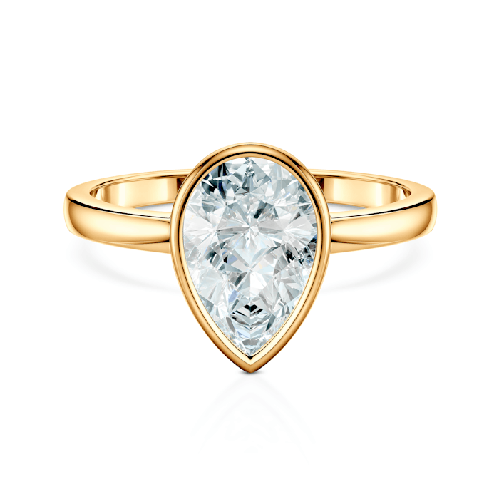 Pierścionek zaręczynowy Pure: złoty, diament laboratoryjny w szlifie łezka