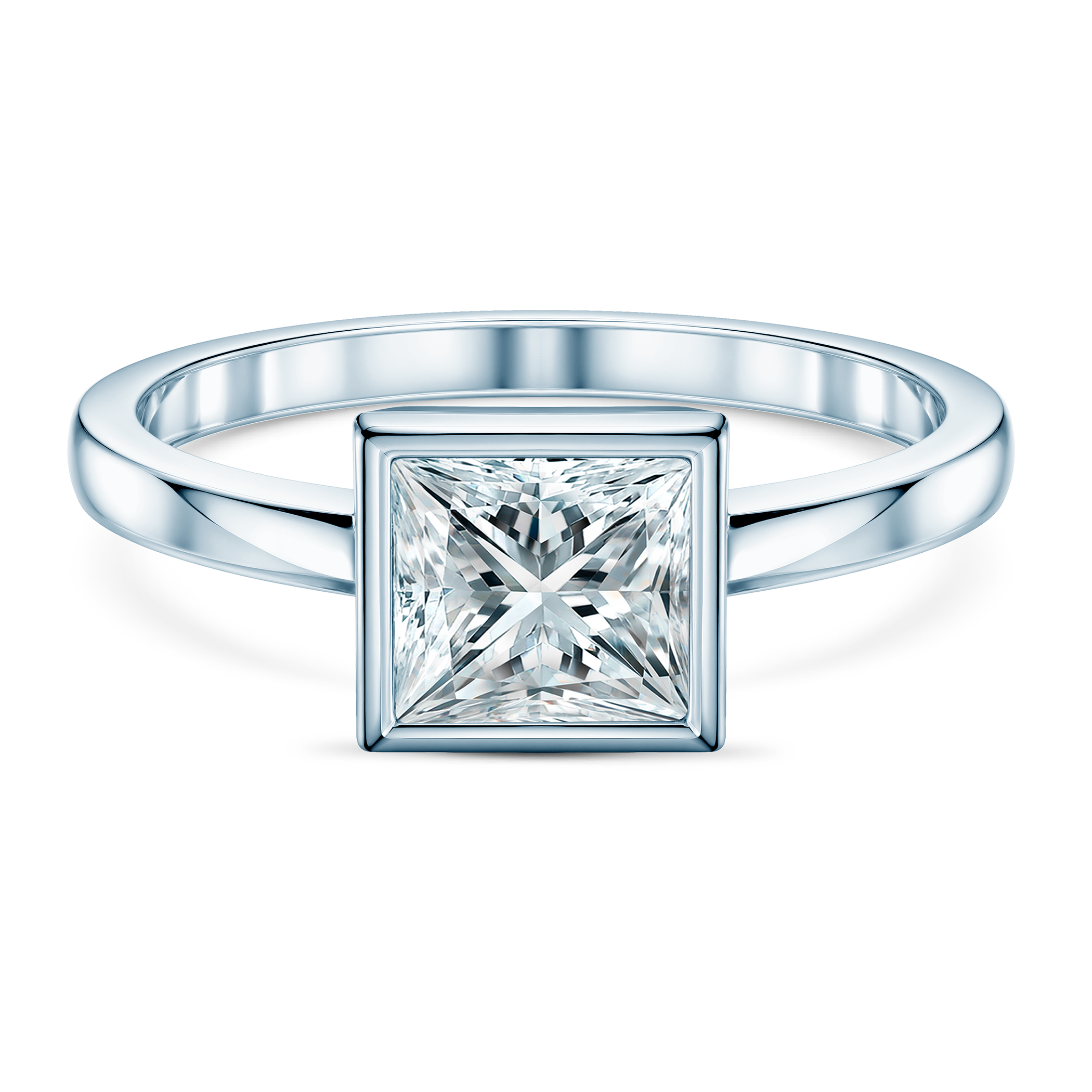 Pierścionek zaręczynowy Pure: białe złoto, diament laboratoryjny w szlifie princessa