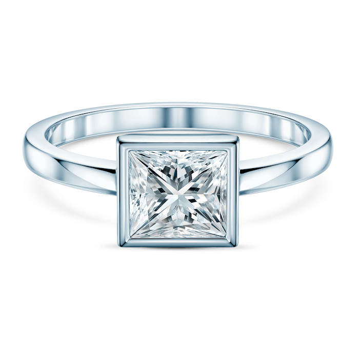 Pierścionek zaręczynowy Pure: białe złoto, diament laboratoryjny w szlifie princessa
