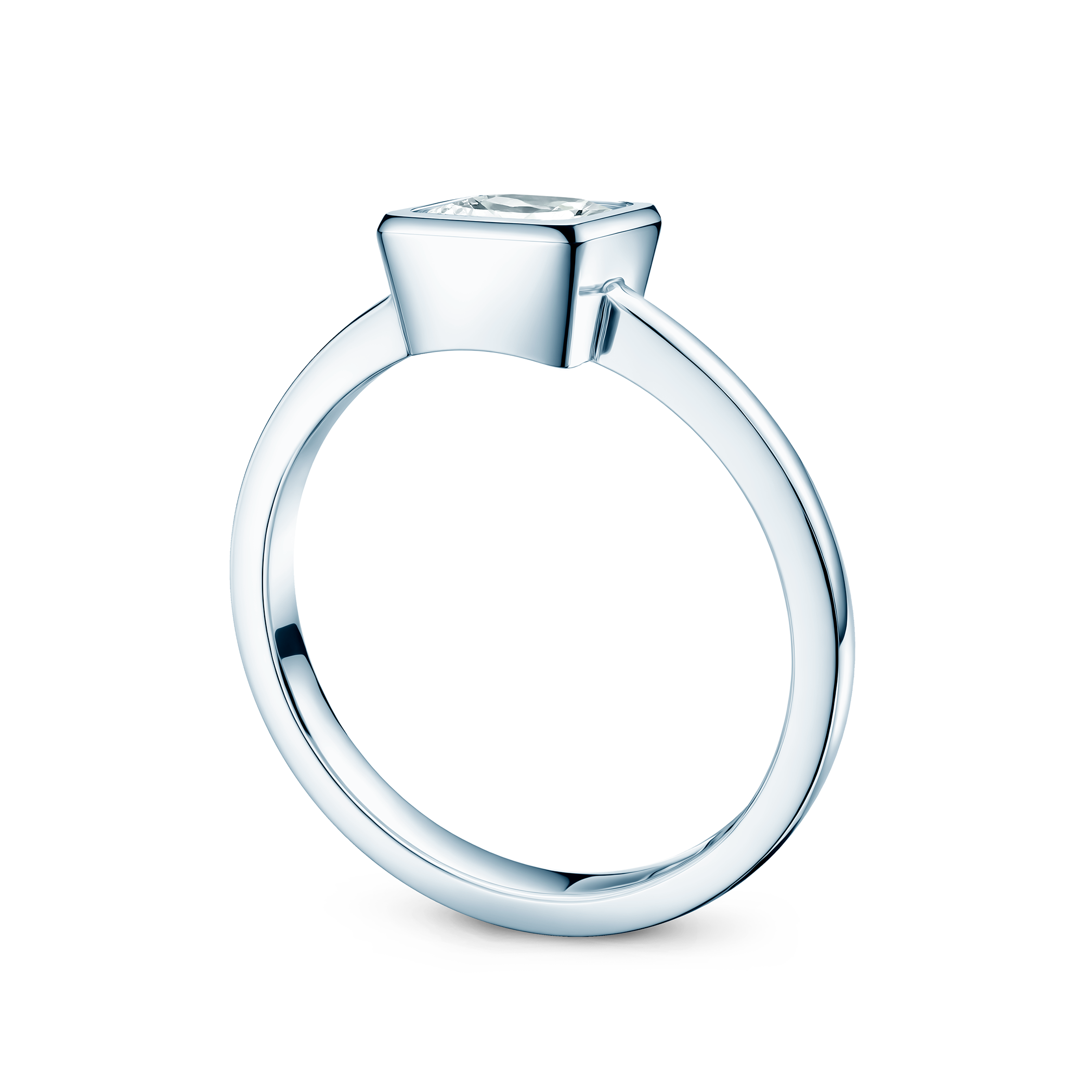 Pierścionek zaręczynowy Pure: białe złoto, diament laboratoryjny w szlifie princessa - 3