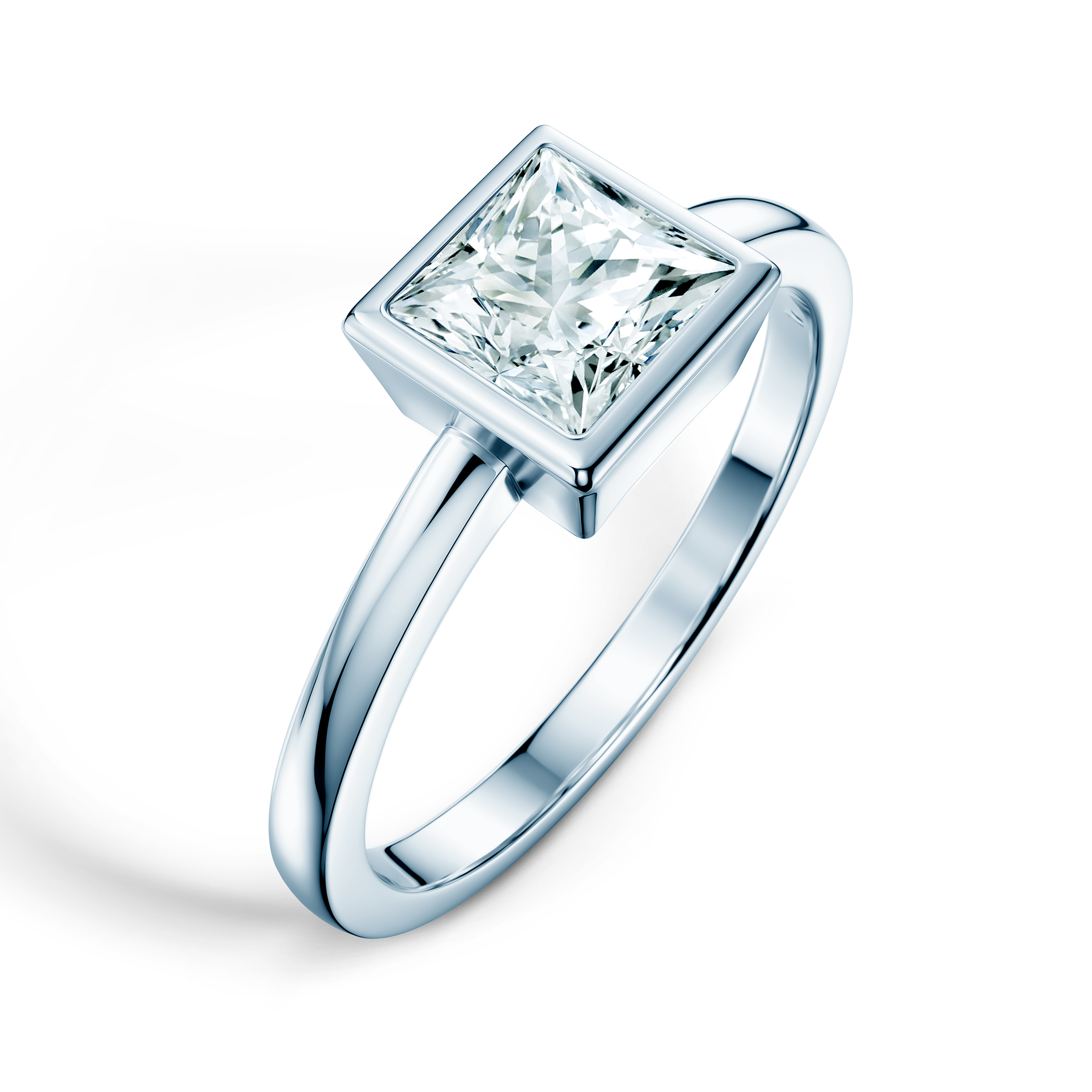 Pierścionek zaręczynowy Pure: białe złoto, diament laboratoryjny w szlifie princessa - 4