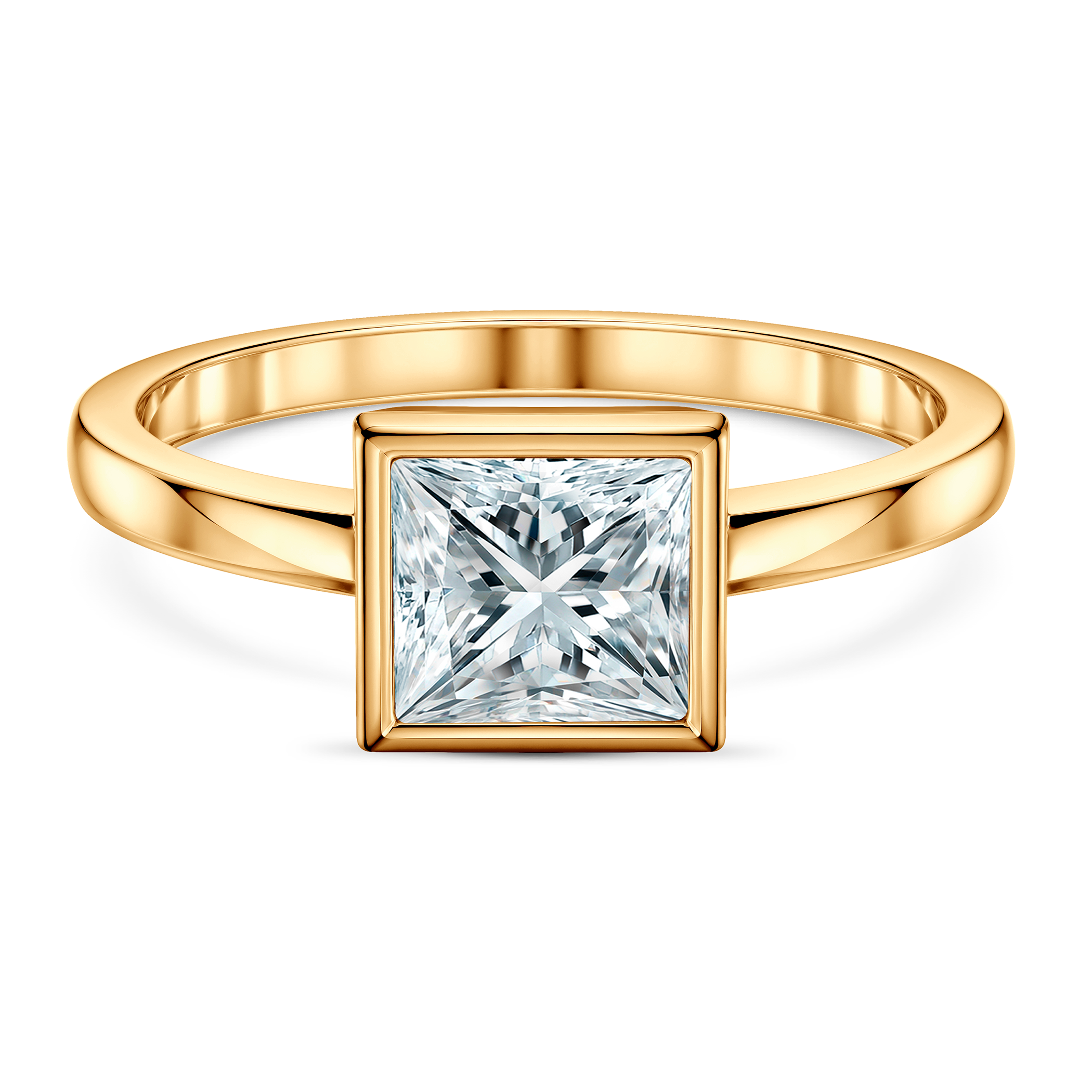 Pierścionek zaręczynowy Pure: złoty, diament laboratoryjny w szlifie princessa