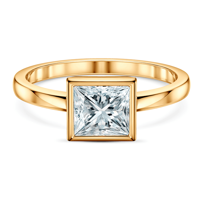 Pierścionek zaręczynowy Pure: złoty, diament laboratoryjny w szlifie princessa