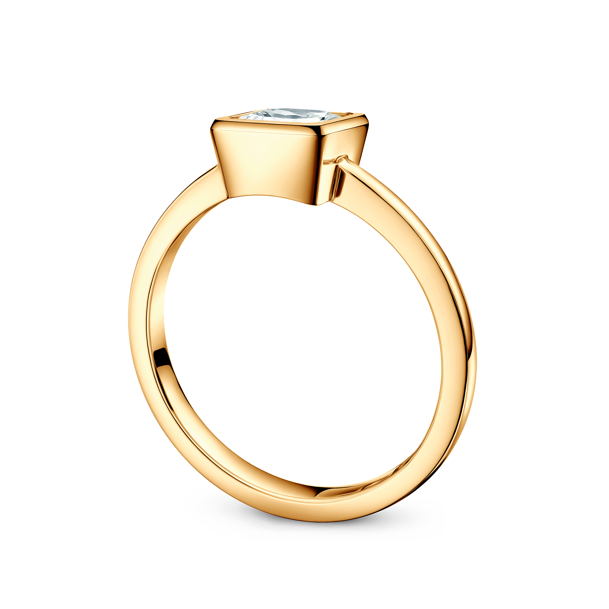 Pierścionek zaręczynowy Pure: złoty, diament laboratoryjny w szlifie princessa - 3