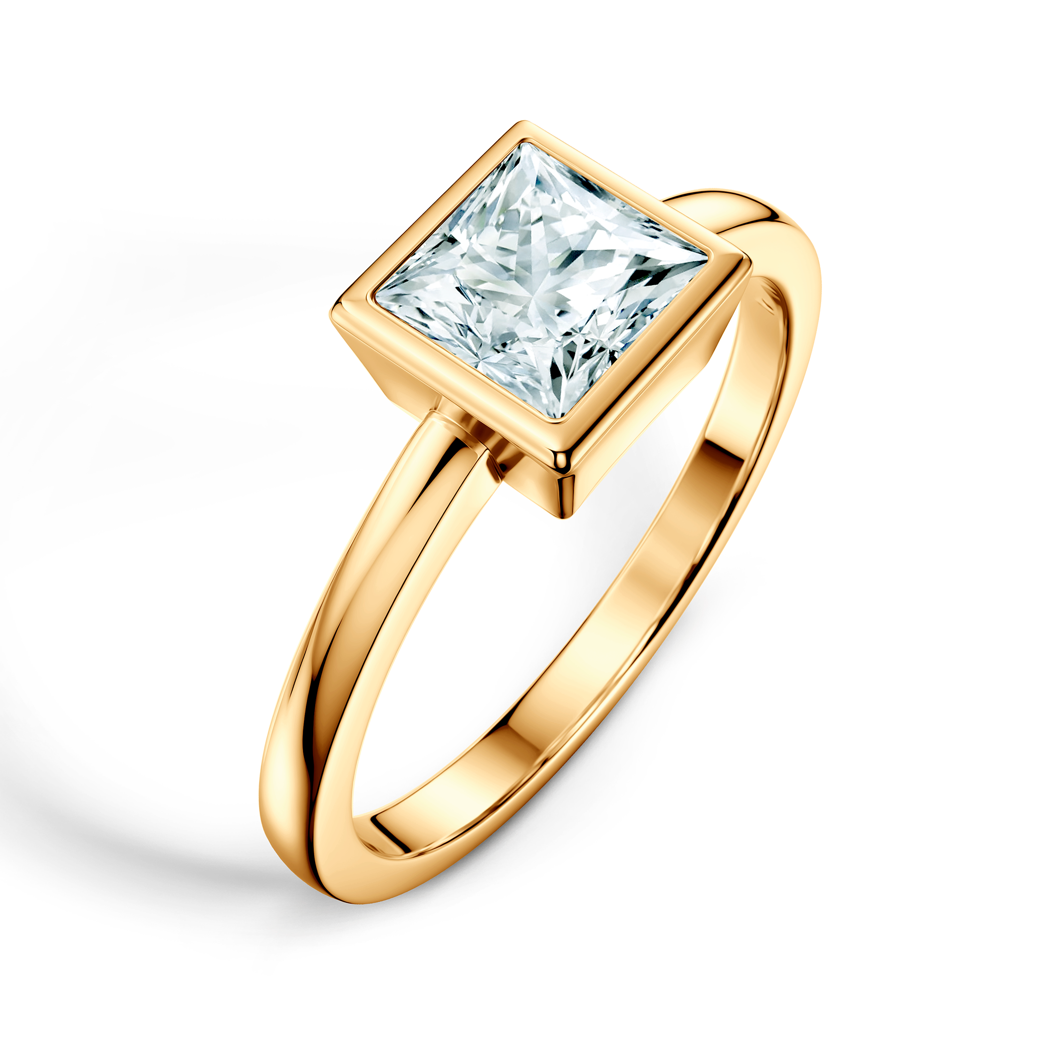 Pierścionek zaręczynowy Pure: złoty, diament laboratoryjny w szlifie princessa - 4
