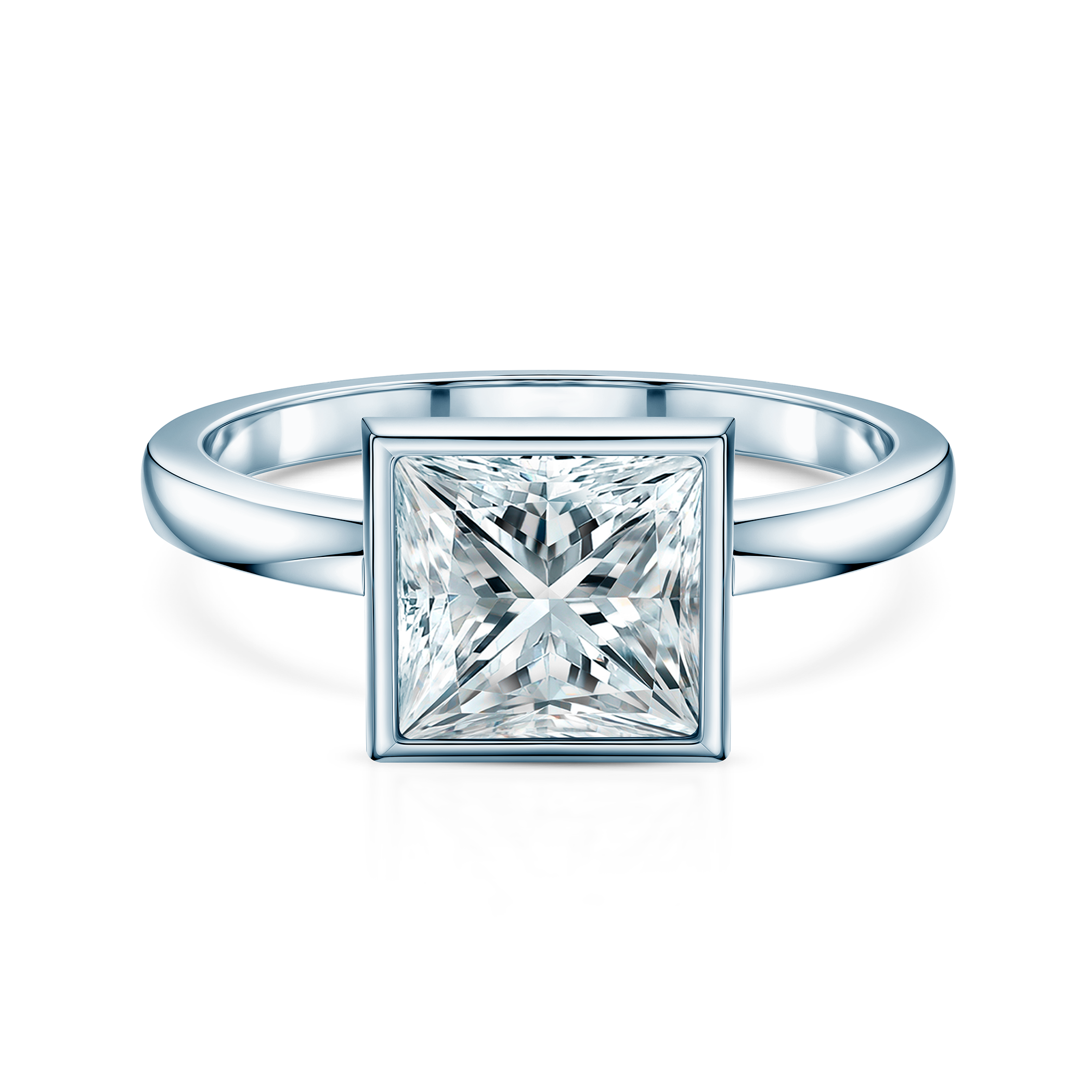 Pierścionek zaręczynowy Pure: białe złoto, diament laboratoryjny w szlifie princessa