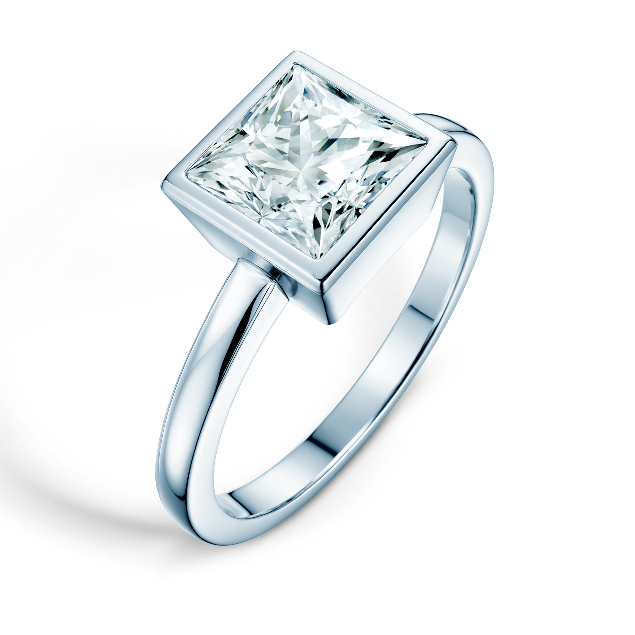 Pierścionek zaręczynowy Pure: białe złoto, diament laboratoryjny w szlifie princessa - 4