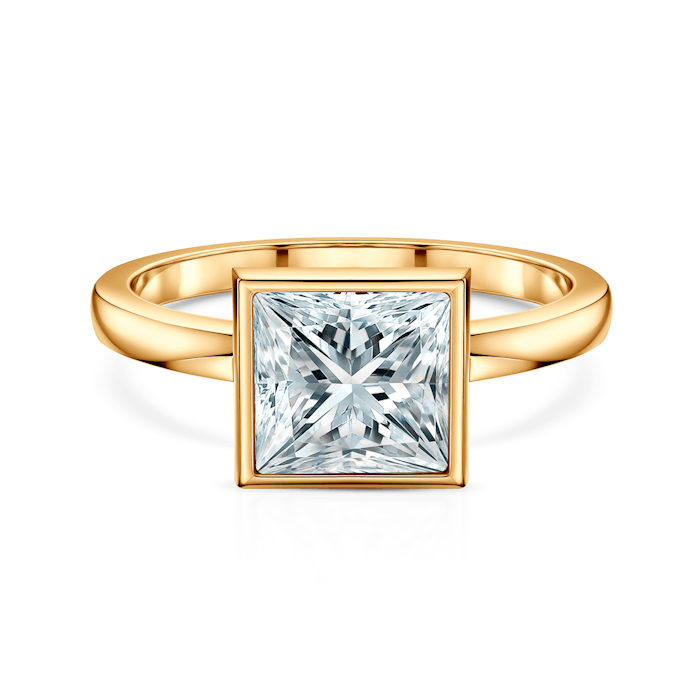 Pierścionek zaręczynowy Pure: złoty, diament laboratoryjny w szlifie princessa