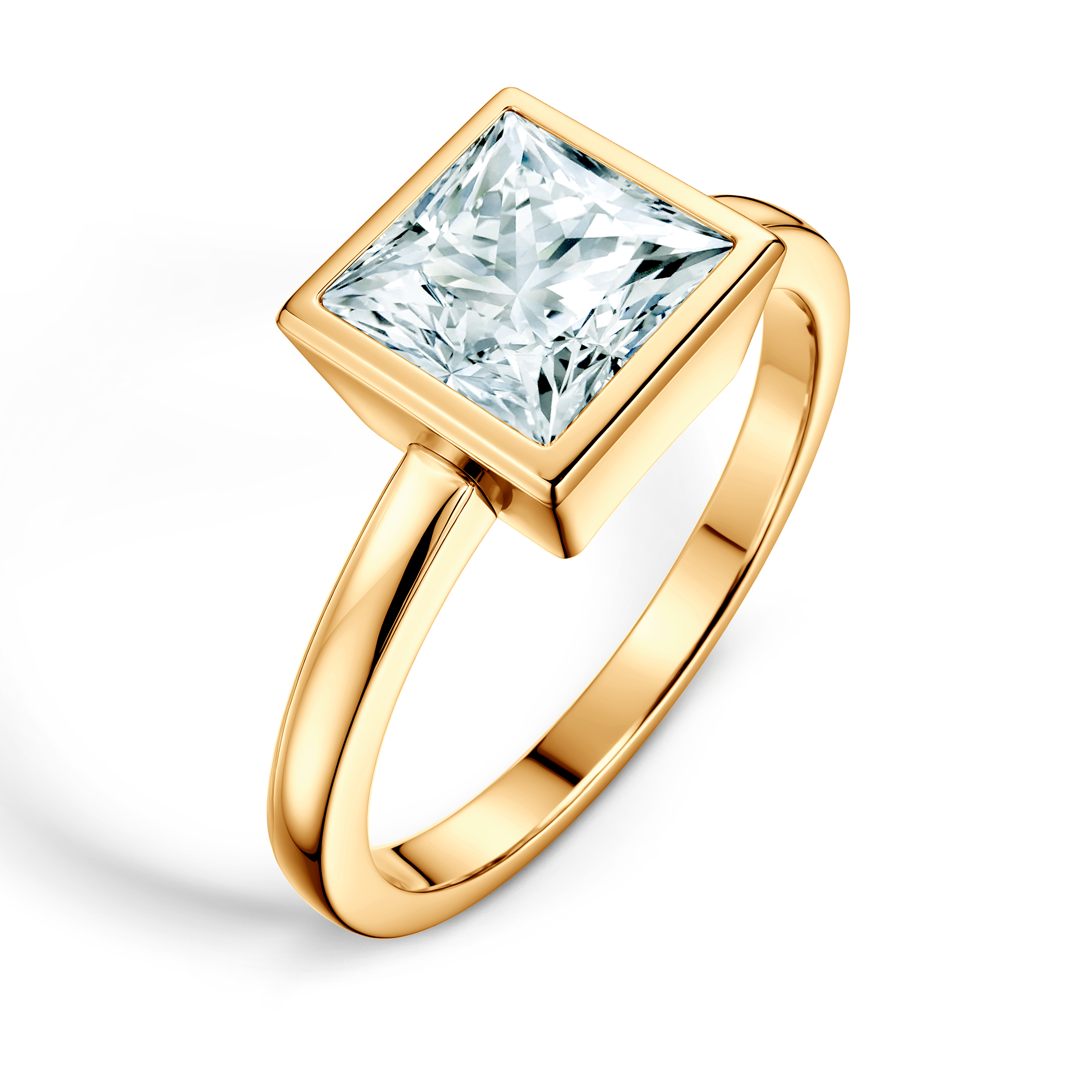 Pierścionek zaręczynowy Pure: złoty, diament laboratoryjny w szlifie princessa - 4