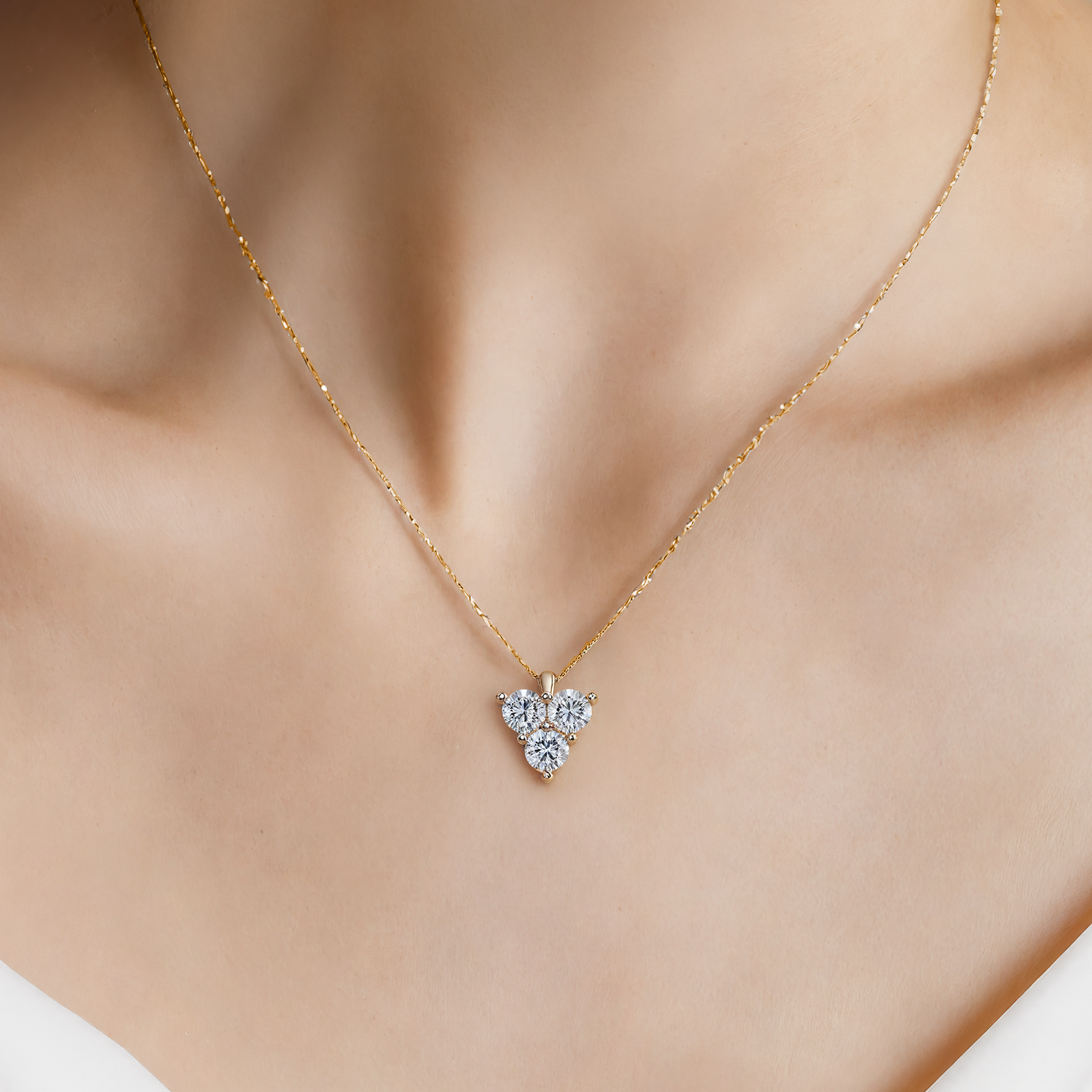 Naszyjnik złoty 585 z białymi diamentami 0.09ct 45 cm - 5