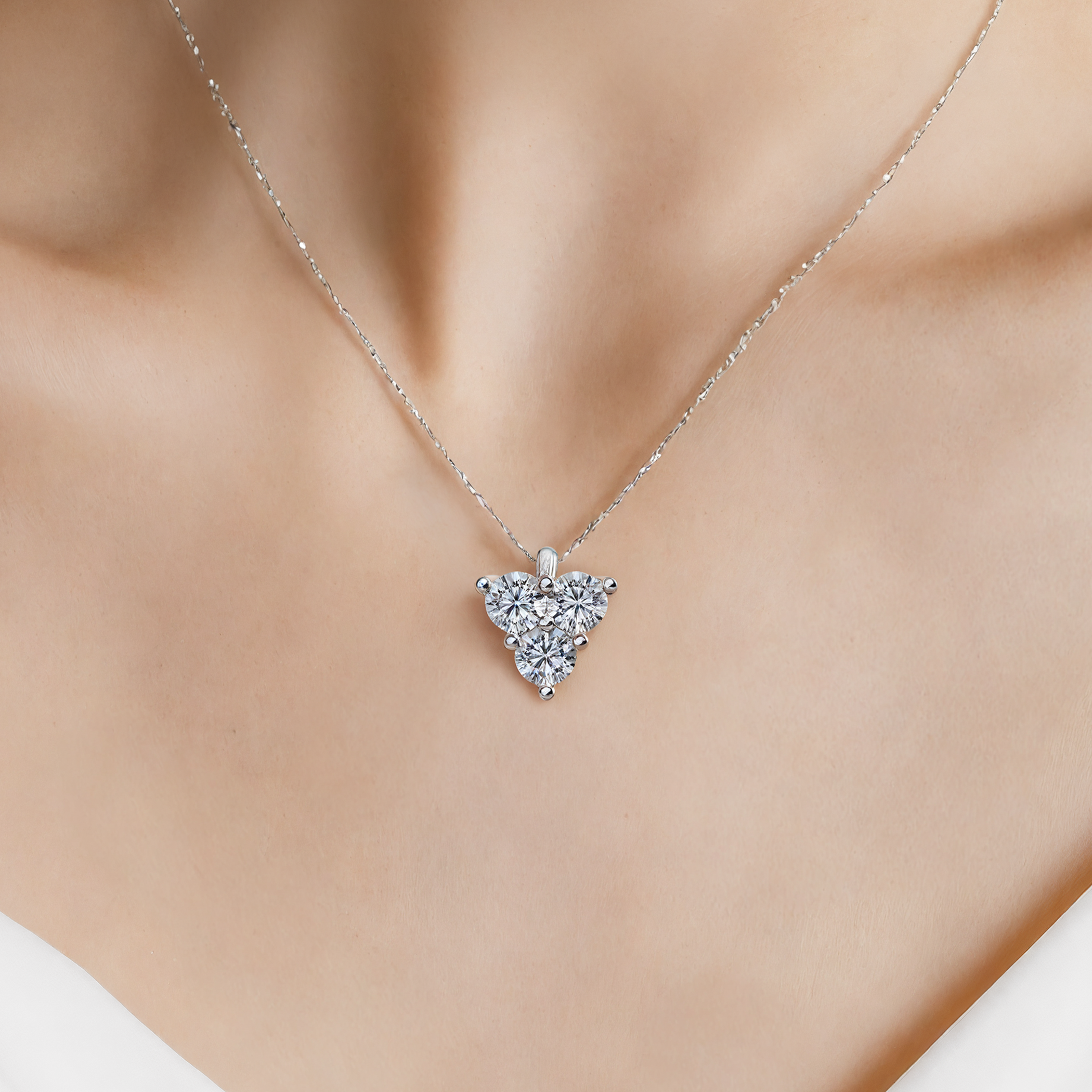 Naszyjnik z białego złota 585 z białymi diamentami laboratoryjnymi 0.45ct 45 cm - 5