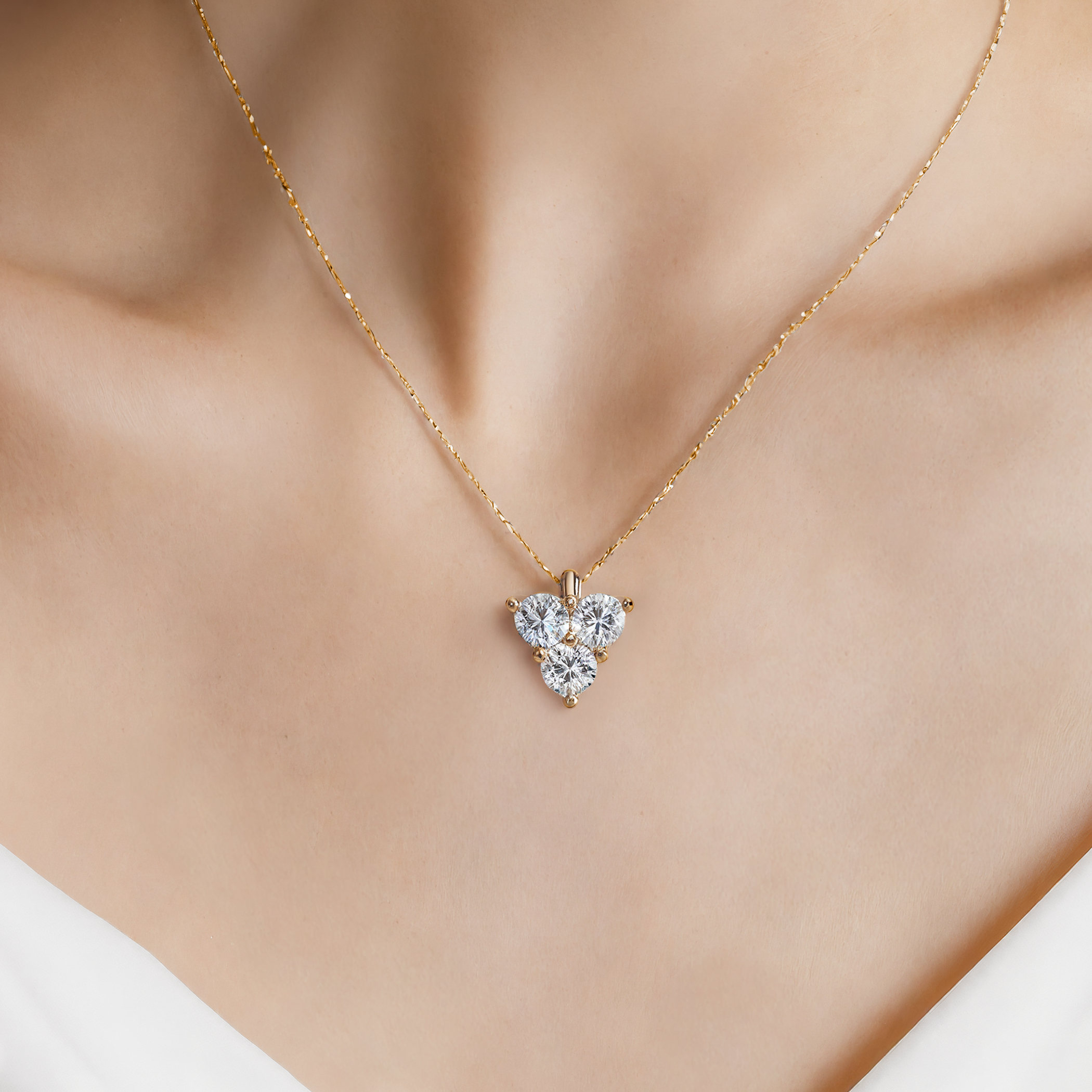 Naszyjnik złoty 585 z białymi diamentami laboratoryjnymi 0.45ct 45 cm - 4