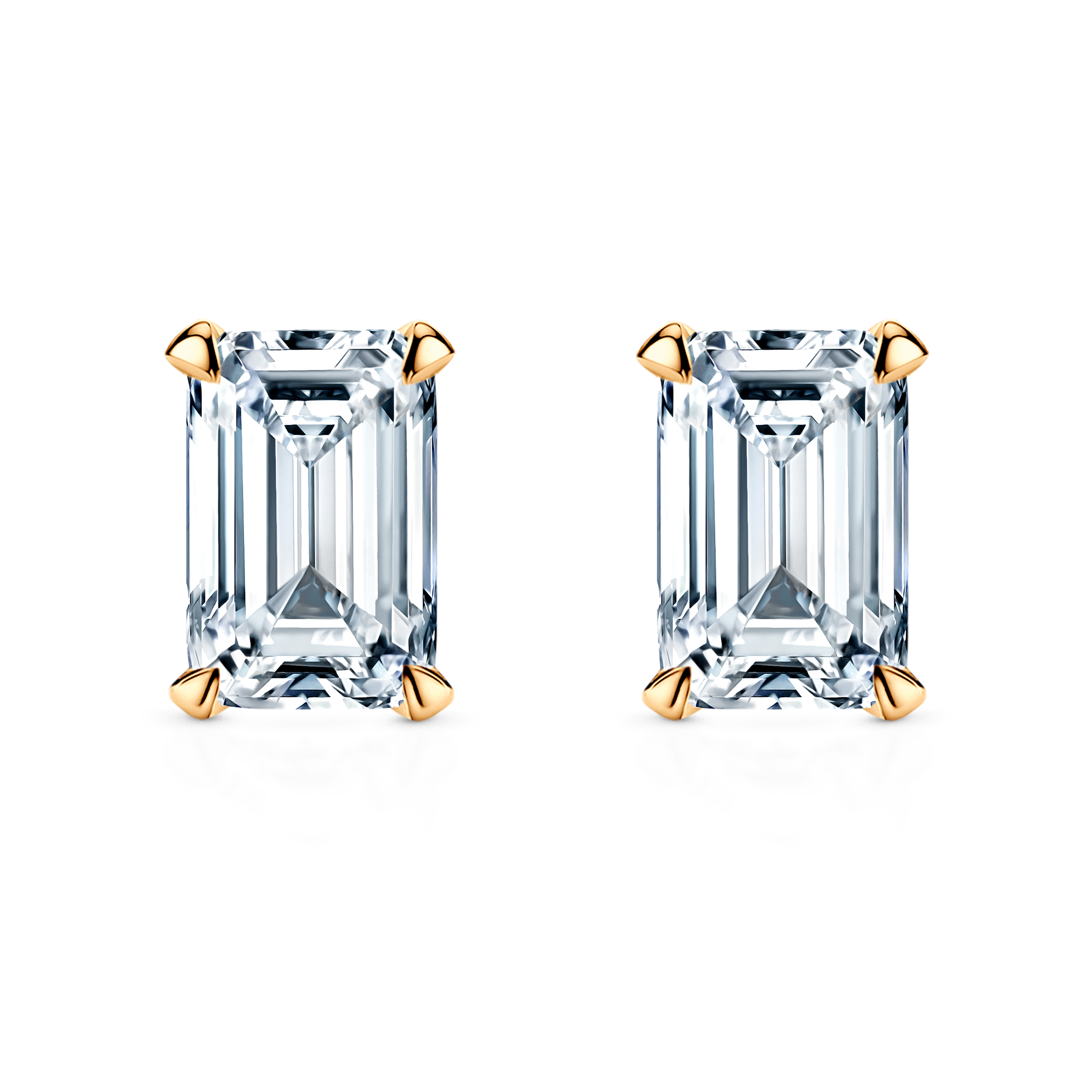 Kolczyki Share Your Love: złote, diamenty laboratoryjne w szlifie szmaragdowym