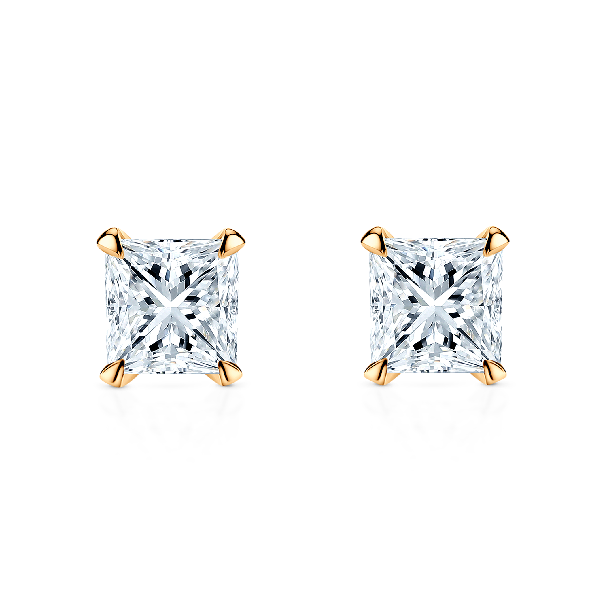 Kolczyki Share Your Love: złote, diamenty w szlifie princessa 