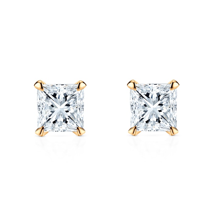 Kolczyki Share Your Love: złote, diamenty w szlifie princessa 