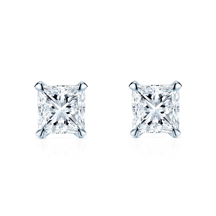 Kolczyki Share Your Love: białe złoto, diamenty w szlifie princessa