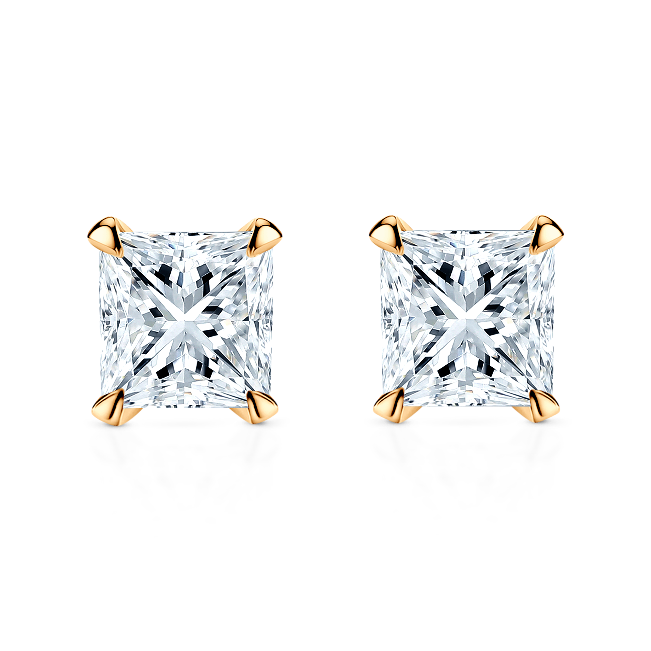 Kolczyki Share Your Love: złote, diamenty laboratoryjne w szlifie princessa